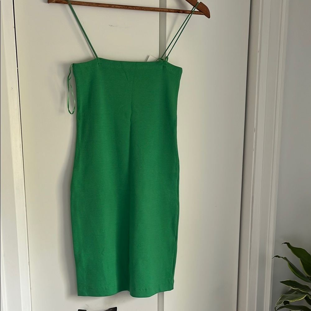Zara Green Sheath Mini Dress Spaghetti Strap